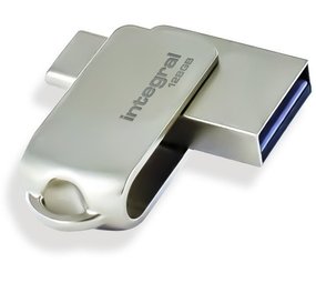Integral Memory Integral 360-C Dual USB-C & USB 3.0 128GB Zilver - USB stick Integral Memory Integral 360-C Dual USB-C & USB 3.0 128GB Zilver - USB stick