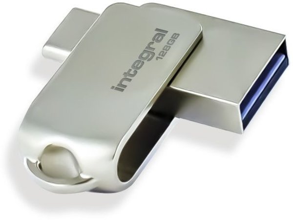Integral Memory Integral 360-C Dual USB-C & USB 3.0 128GB Zilver - USB stick Integral Memory Integral 360-C Dual USB-C & USB 3.0 128GB Zilver - USB stick