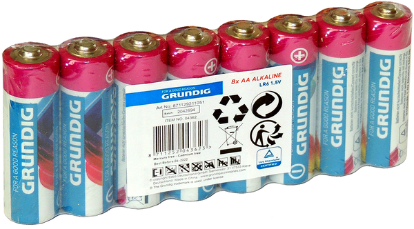 Grundig Grundig 8-pack 2100mah Alkaline AA Batterijen Grundig Grundig 8-pack 2100mah Alkaline AA Batterijen