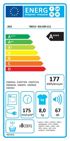 AEG AEG T8ECO AbsoluteCare - Warmtepompdroger AEG AEG T8ECO AbsoluteCare - Warmtepompdroger