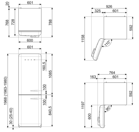 Smeg FAB32LCR5 - Koel-vriescombinatie Smeg FAB32LCR5 - Koel-vriescombinatie