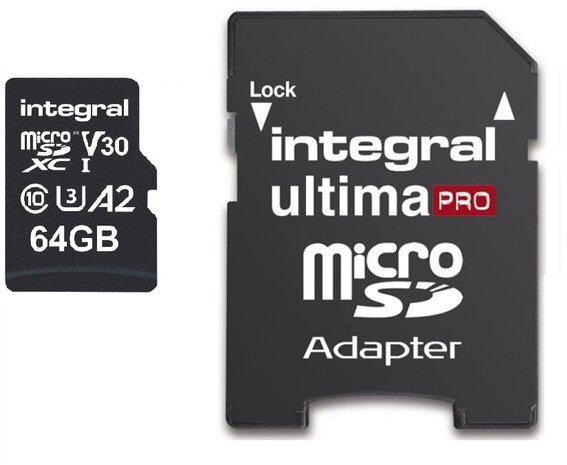 Integral Memory Integral Micro SDXC 64GB (V30) - Micro SD kaart Integral Memory Integral Micro SDXC 64GB (V30) - Micro SD kaart