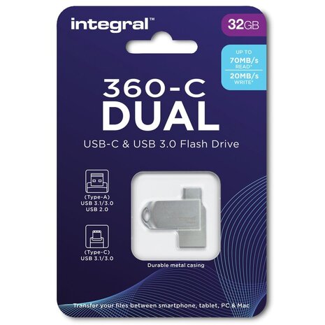 Integral Memory Integral 3.0 USB-360-C Dual 32GB - USB stick Integral Memory Integral 3.0 USB-360-C Dual 32GB - USB stick