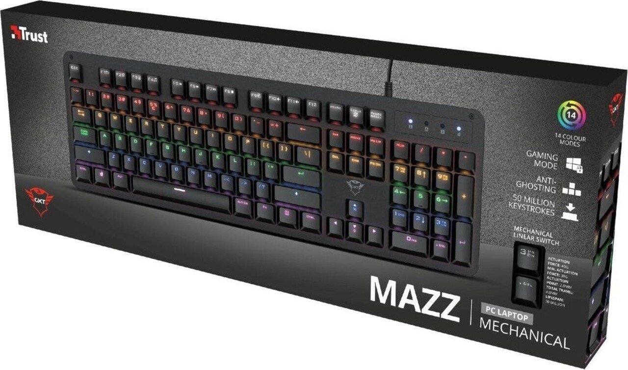 Trust Trust GXT 863 Mazz - Gaming toetsenbord Trust Trust GXT 863 Mazz - Gaming toetsenbord