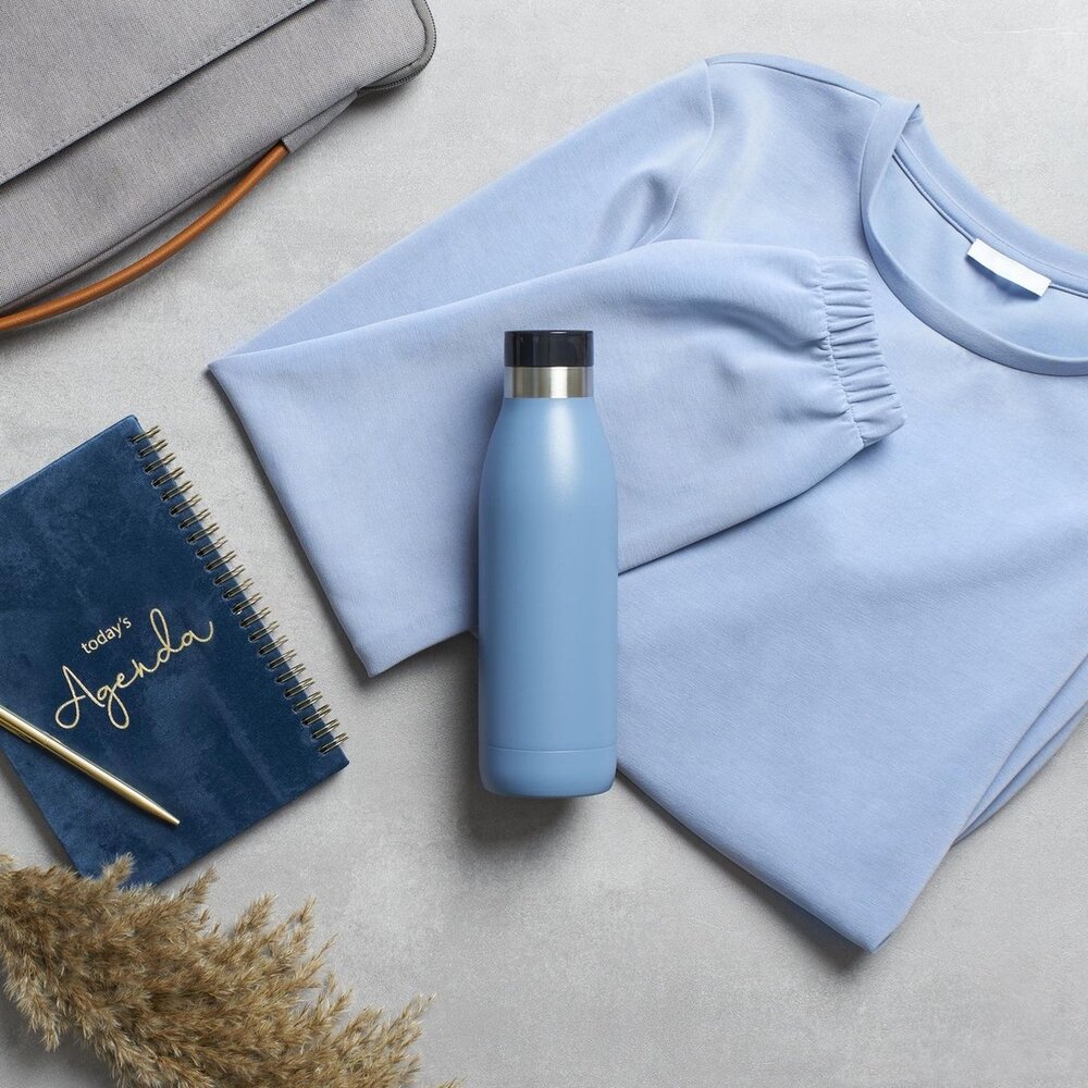 Tefal Tefal Bludrop Basic 0,5L RVS/Blauw - Drinkfles Tefal Tefal Bludrop Basic 0,5L RVS/Blauw - Drinkfles