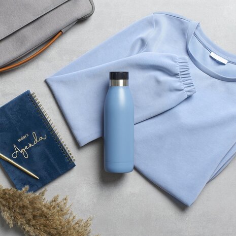 Tefal Tefal Bludrop Basic 0,5L RVS/Blauw - Drinkfles Tefal Tefal Bludrop Basic 0,5L RVS/Blauw - Drinkfles