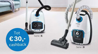 Bosch - Nu tot € 30,- retour op Bosch Serie 8 & Serie 6 stofzuigers met stofzak