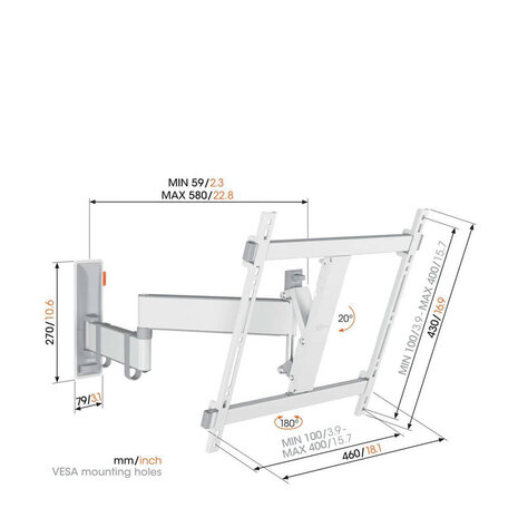 Vogel's Vogel's TVM 3445 Wit Draaibare Tv-beugel - TV muurbeugel