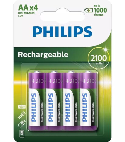 Philips Philips R6B4A210/10 4X AA Oplaadbare Batterijen Philips Philips R6B4A210/10 4X AA Oplaadbare Batterijen