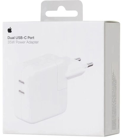 Apple Apple 35W USB-C oplader Twee USB?C-poorten Wit Apple Apple 35W USB-C oplader Twee USB?C-poorten Wit