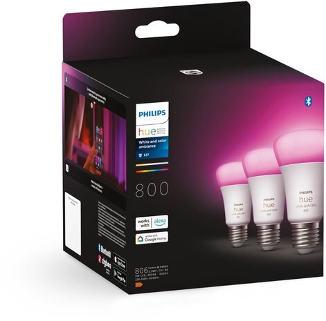 Philips Philips Hue slimme ledlamp E27 6,5W wit en gekleurd Philips Philips Hue slimme ledlamp E27 6,5W wit en gekleurd