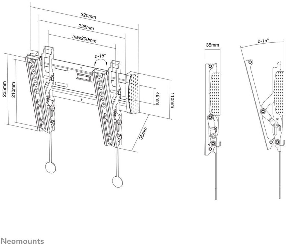 Neomounts by Newstar Neomounts by Newstar NM-W125BLACK 10-40 inch platte muurbeugel - TV muurbeugel