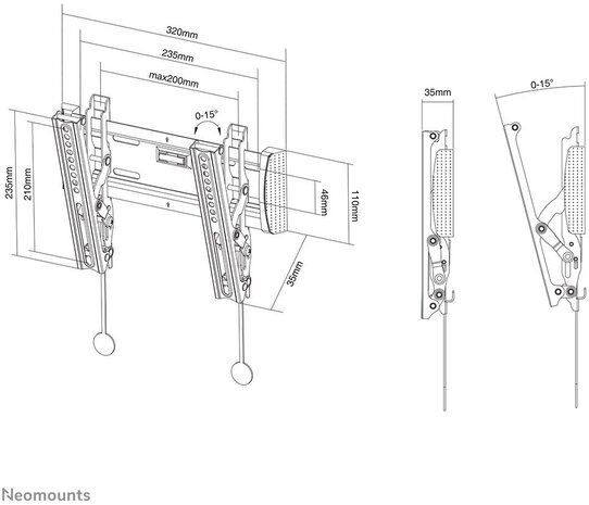 Neomounts by Newstar Neomounts by Newstar NM-W125BLACK 10-40 inch platte muurbeugel - TV muurbeugel