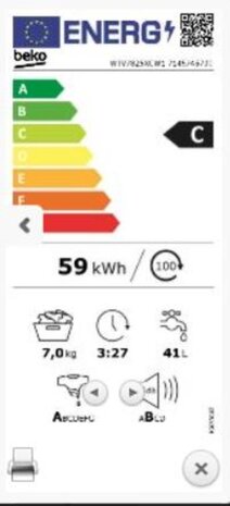 Beko Beko WTV7825XCW1 SteamCure - Wasmachine