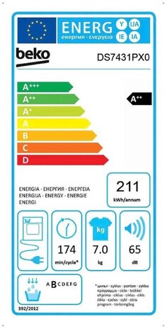 Beko Beko DS7431PX0 - Warmtepompdroger Beko Beko DS7431PX0 - Warmtepompdroger