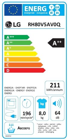 LG LG RH80V5AV0Q - Warmtepompdroger LG LG RH80V5AV0Q - Warmtepompdroger