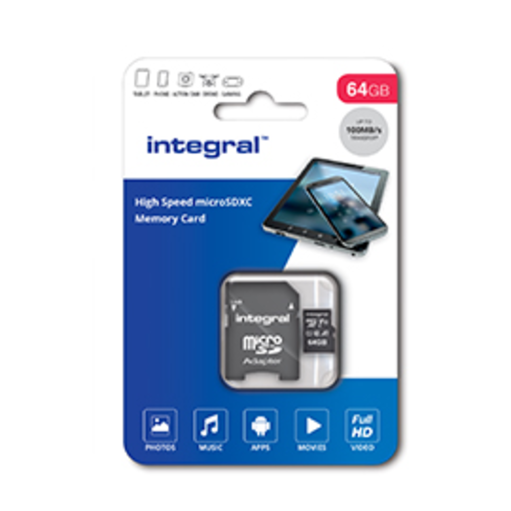 Integral Memory Integral 64 GB Micro SDXC (V10) - Geheugenkaart Integral Memory Integral 64 GB Micro SDXC (V10) - Geheugenkaart