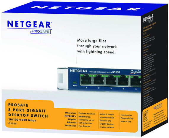 Netgear Netgear Prosafe GS108 - Netwerk switch Netgear Netgear Prosafe GS108 - Netwerk switch
