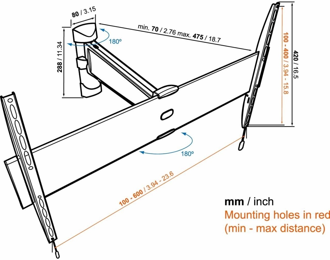 Vogel's Vogel's BASE 25 L 40-65 inch draaibare muurbeugel - TV muurbeugel