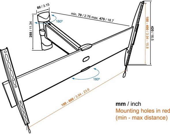 Vogel's Vogel's BASE 25 L 40-65 inch draaibare muurbeugel - TV muurbeugel