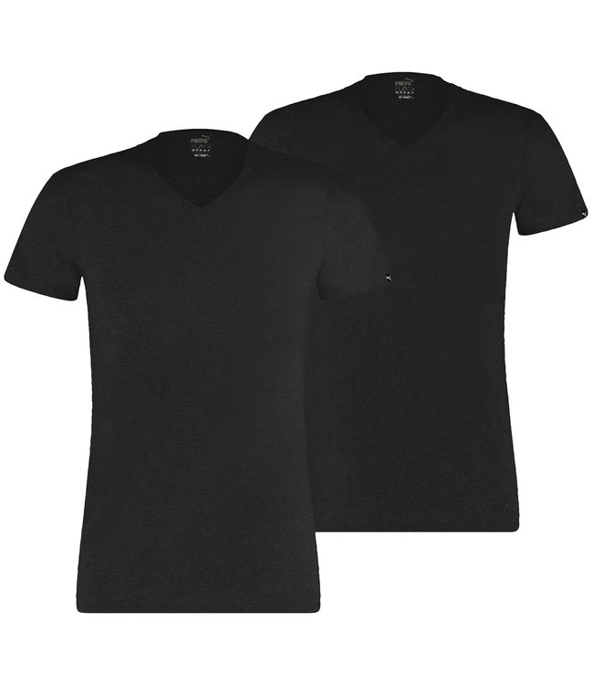 Puma Basic T-shirt V-hals 2-pack Zwart