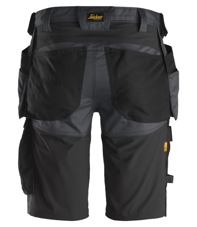 Snickers 6141 Korte Werkbroek Stretch AllroundWork Staalgrijs/Zwart