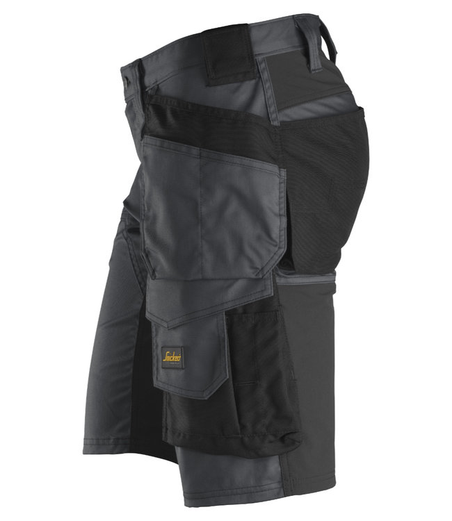 Snickers 6141 Korte Werkbroek Stretch AllroundWork Staalgrijs/Zwart