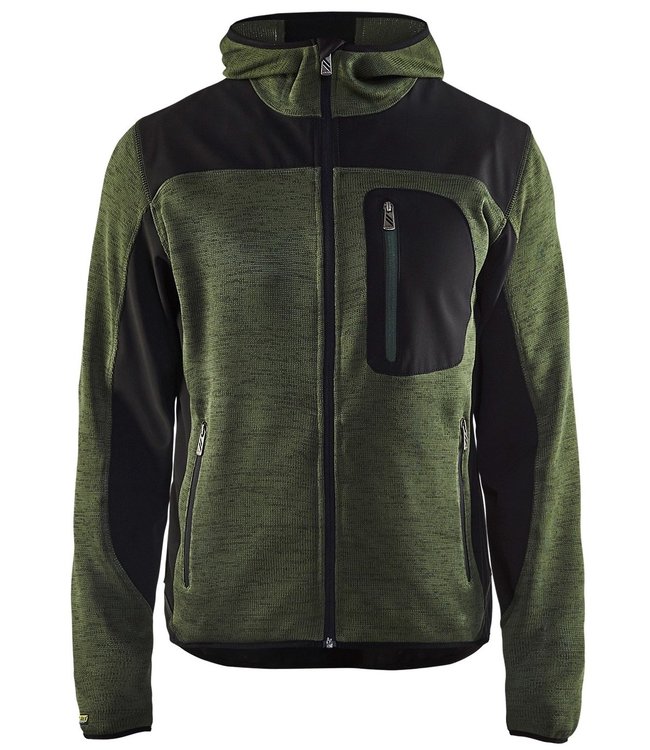 Blaklader 4930 Gebreide Werktrui met Softshell Army Groen/Zwart