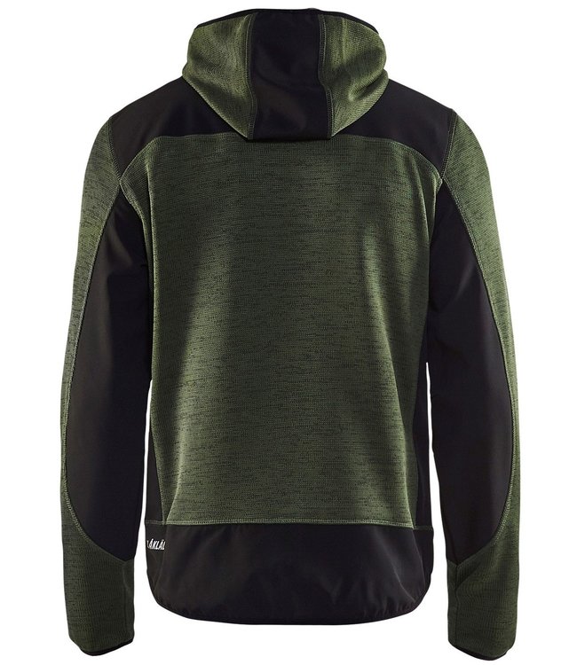 Blaklader 4930 Gebreide Werktrui met Softshell Army Groen/Zwart