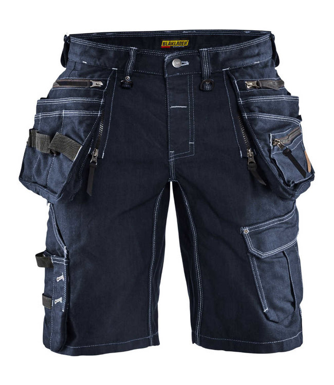 Blaklader 1992 Korte Werkbroek Denim Stretch Marineblauw/Zwart