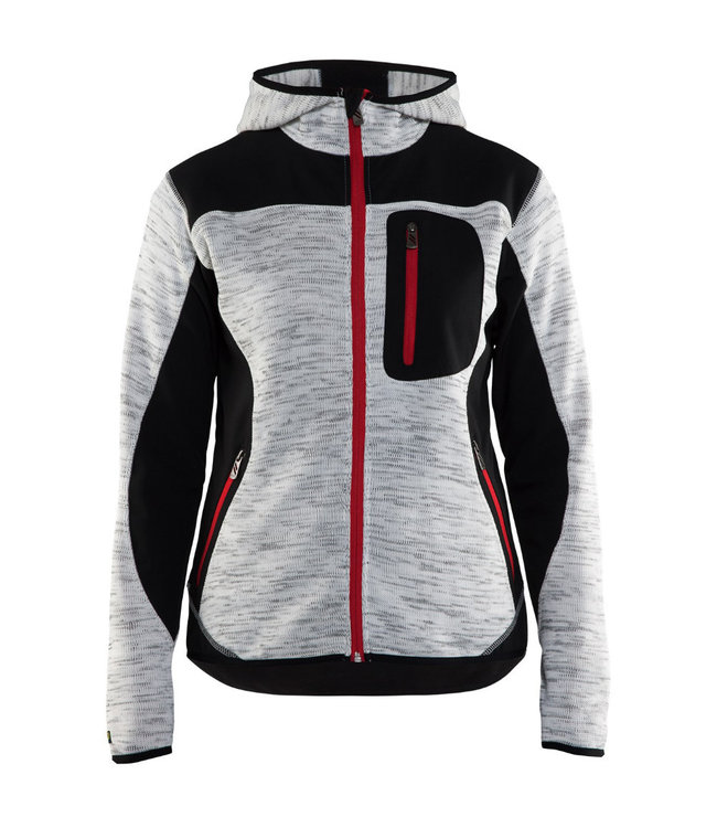 Blaklader 4931 Dames Gebreide Werktrui met Softshell Grijs Melee/Zwart