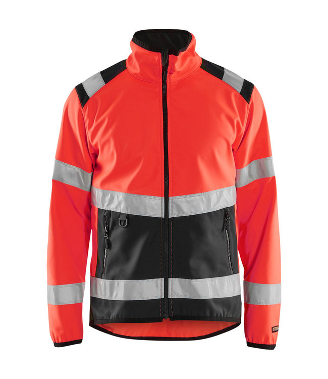 Blaklader 4877 Reflecterende Softshell Werkjas Fluor Rood/Zwart