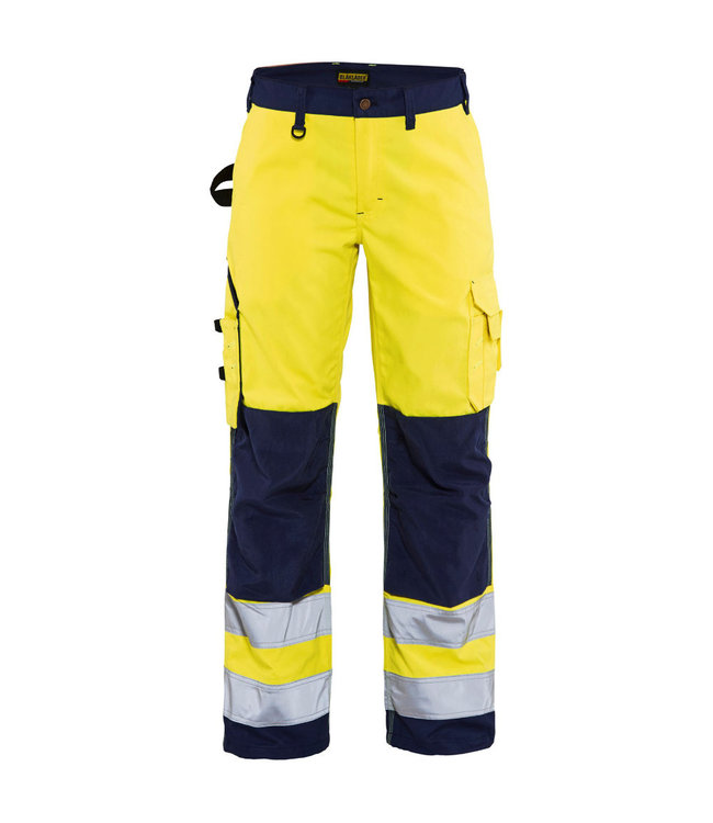 Blaklader 7155 Dames Reflecterende Werkbroek Geel/Marineblauw