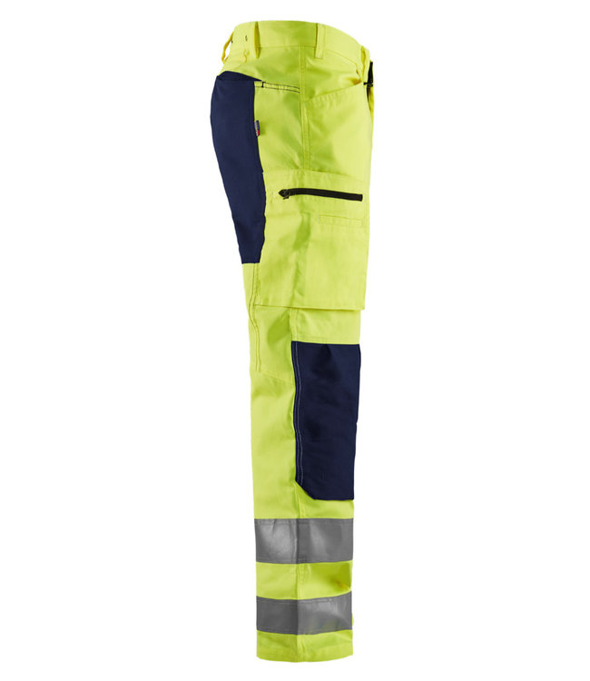Blaklader 1585 Reflecterende Werkbroek Stretch Geel/Marineblauw