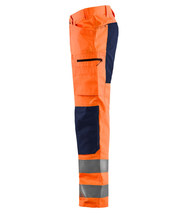 Blaklader 1585 Reflecterende Werkbroek Stretch Oranje/Marineblauw