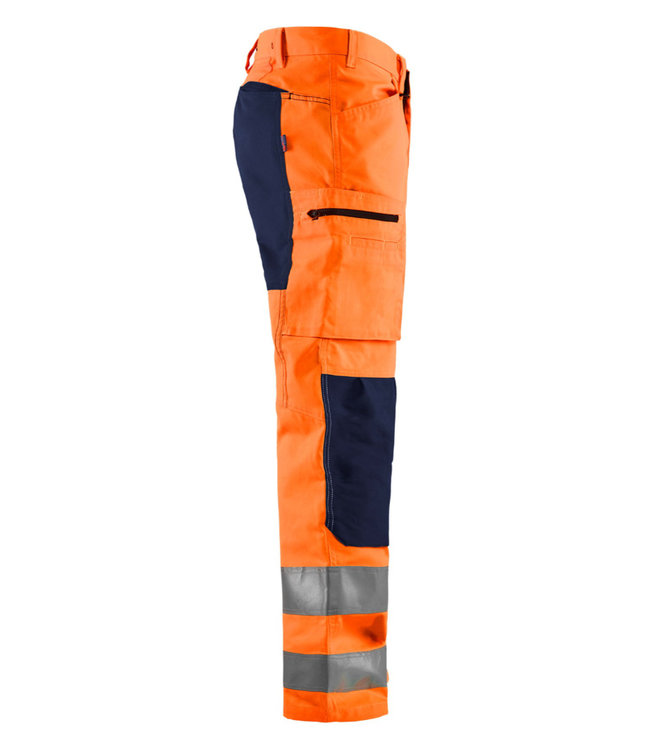Blaklader 1585 Reflecterende Werkbroek Stretch Oranje/Marineblauw