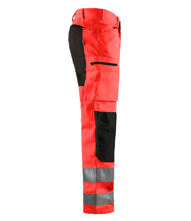 Blaklader 1585 Reflecterende Werkbroek Stretch Rood/Zwart