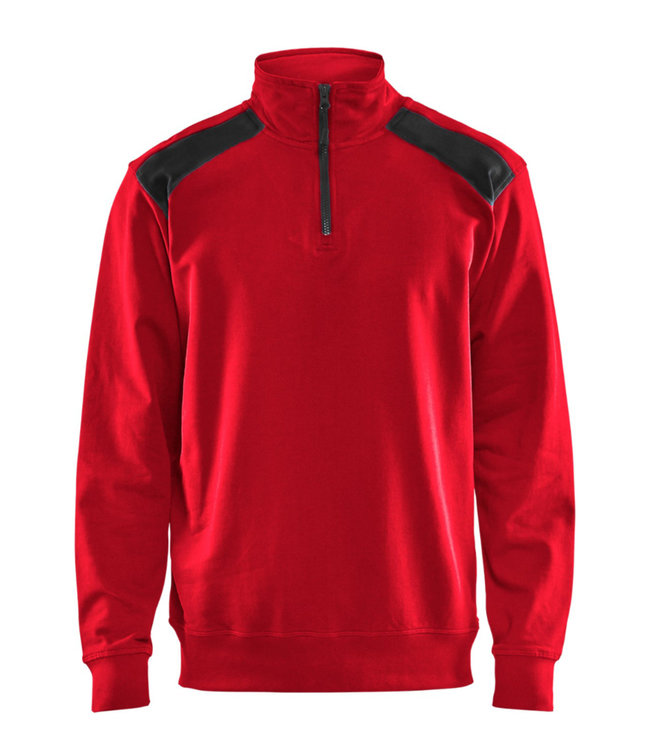 Blaklader 3353 Werksweater Korte Rits Rood/Zwart