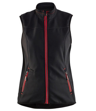 Blaklader Blaklader 3851 Dames Softshell Bodywarmer Zwart/Rood