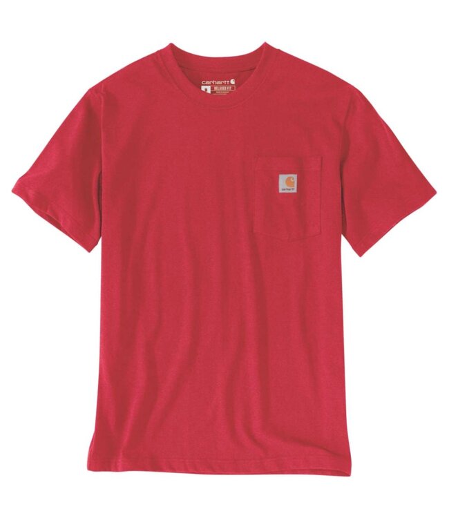 Carhartt K87 Pocket T-Shirt Relaxed Fit Fire Red Heather