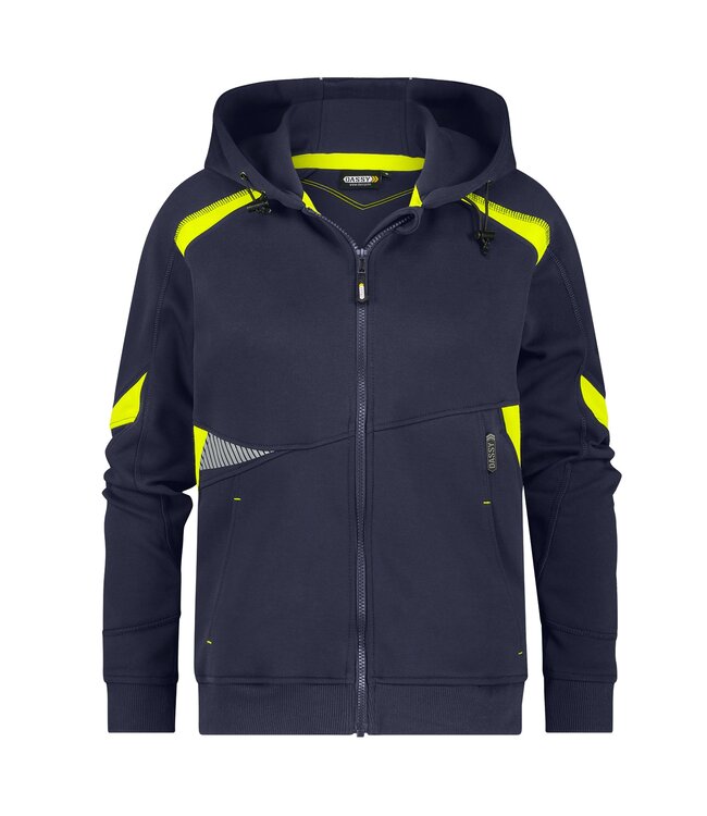 DASSY Santos Dames Werktrui Vest Donkerblauw/Geel