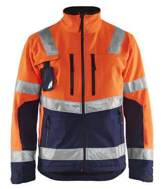 Blaklader Blaklader 4900 Reflecterende Softshell Werkjas Oranje/Marineblauw