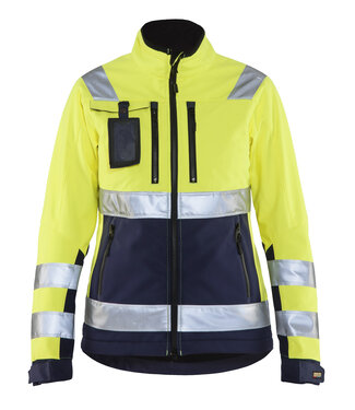 Blaklader Blaklader 4902 Dames Reflecterende Softshell Werkjas Geel/Marineblauw