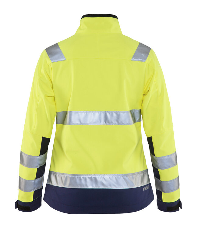 Blaklader 4902 Dames Reflecterende Softshell Werkjas Geel/Marineblauw