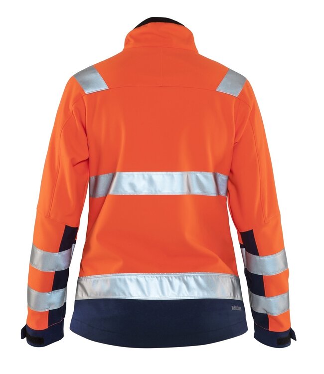 Blaklader 4902 Dames Reflecterende Softshell Werkjas Oranje/Marineblauw