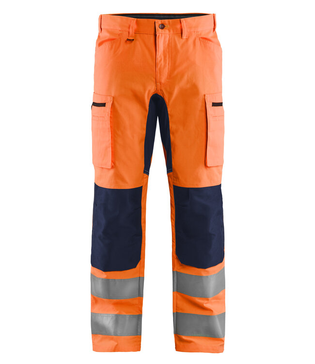 Blaklader 1585 Reflecterende Werkbroek Stretch Oranje/Marineblauw