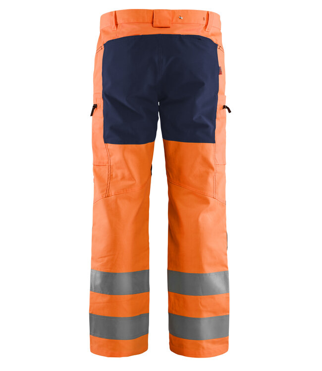 Blaklader 1585 Reflecterende Werkbroek Stretch Oranje/Marineblauw