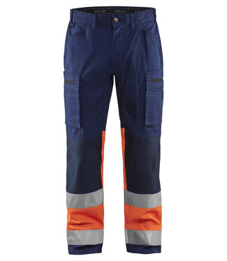 Blaklader Blaklader 1551 Reflecterende Werkbroek Stretch Marineblauw/Oranje