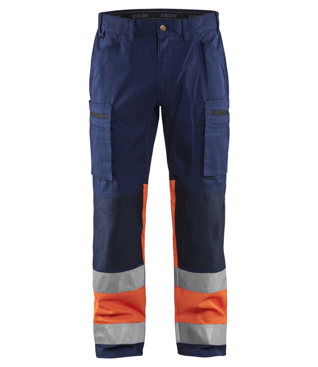 Blaklader 1551 Reflecterende Werkbroek Stretch Marineblauw/Oranje