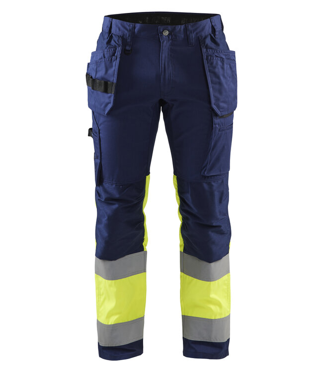 Blaklader 1558 Reflecterende Werkbroek Stretch Marineblauw/Geel